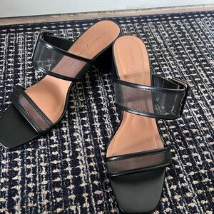 Chinese Laundry Black block Heels with mesh straps